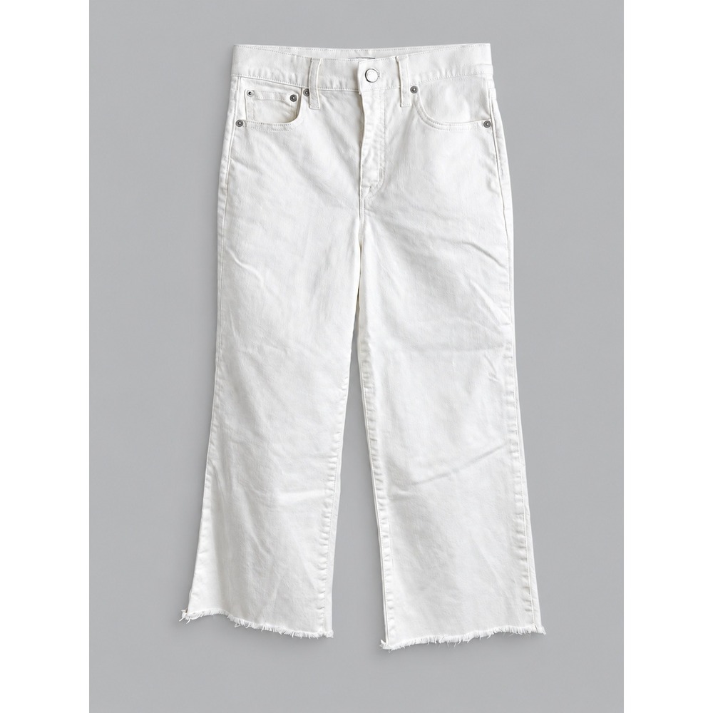 J.Crew Wide-Leg Crop Jeans White Raw Hem Size 26 Condition